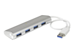 StarTech.com 4-portiline kaasaskantav USB 3.0 Hub sisseehitatud kaabliga - Alumiinium ja kompaktne USB Hub (ST43004UA) H&otilde;bedane valge