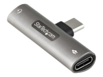 StarTech.com USB C Audio & Charge adapter, USB-C audioadapter koos 3.5mm TRRS k&otilde;rvaklappide/peakompleti pesaga ja 60W USB Type-C Power Delivery l&auml;b...