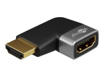 Goobay 72010 HDMI Angled Adapter 90&deg; Horizontal, 8K at 60 Hz, Gold-Plated, Black/Silver