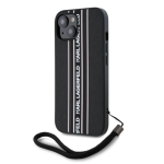 Karl Lagerfeld PU Saffiano Athleisure triipude ja rihmaga &uuml;mbris iPhone 15 jaoks / roosa