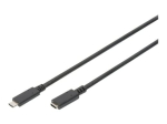 DIGITUS USB Type-C Pikenduskaabel 1.5m Must