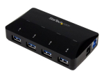 StarTech.com 4-Portiline USB 3.0 Hub P&uuml;hendatud Laadimisportiga - 1 x 2.4A Port - Lauaarvuti USB Hub ja Kiirlaadimise Jaam (ST53004U1C) Must