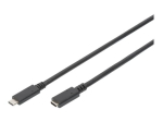 DIGITUS USB Type-C Pikenduskaabel 2m Must