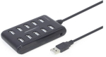 Gembird UHB-U2P10P-01 USB 2.0 10-portine hub / must
