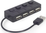 Gembird UHB-U2P4-05 USB 2.0 4-portine hub l&uuml;lititega / must