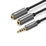 UGREEN 30619 Helikaabel 3,5mm kuni 2 x 3,5mm 0,2 m / must, hall
