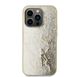 Karl Lagerfeld kortsus PU Signature Logo &uuml;mbris iPhone 15 Pro Max jaoks / kuldne