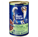 OPTIVITAL t&uuml;kid veiseliha, s&uuml;dameliha, maksa ja porgandi - niiske koeratoit - 1250g