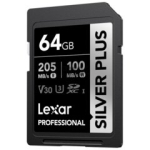 Lexar Professional SILVER PLUS SDXC UHS-I memu kaart, 64GB, 205MB/s