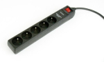 Gembird Surge Protector with 5 French Sockets, 3m Black