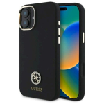Guess GUHCP16SM4DGPK Silikoon Logo Strass 4G K&otilde;va&uuml;mbris iPhone 16 6.1" jaoks / must