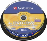 Verbatim Blank DVD+RW SERL 4.7GB 4x 10 tk Spindle