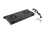 Lanberg 19" fan unit/ventilation panel with LCD 2 fans + thermostat 230V AK-1502-B Black
