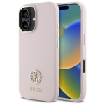 Guess GUHCP16SM4DGPP Silikoon Logo Strass 4G K&otilde;va&uuml;mbris iPhone 16 6.1" jaoks / roosa