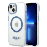 Guess GUHMP14MHTRMB Metallist kontuuriga Magsafe k&otilde;va &uuml;mbris iPhone 14 Plus / 15 Plus jaoks 6.7" / sinine