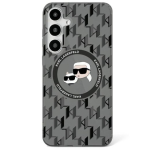 Karl Lagerfeld Button Karl&Choupette Heads On KL Pattern MagSafe &uuml;mbris Samsung Galaxy S25 jaoks