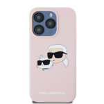Karl Lagerfeld vedelast silikoonist Double Heads MagSafe &uuml;mbris iPhone 15 Pro jaoks / roosa