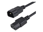 StarTech.com 1m (3ft) tootel&uuml;nkakabel, C14 kuni C13, 10A 125V, 18AWG, must arvuti toitekaabel, toiteallika pikenduskaabel, IEC-320