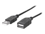 Manhattan USB-A kuni USB-A Pikenduskaabel, 1.8m, Mees kuni Naine, 480 Mbps Must
