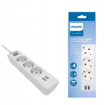 Philips SPN3032WA/60 Pikendusjuhe 3 pistikut + 2 USB 2m 10A / valge