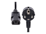 StarTech.com 1m (3ft) arvuti toitekaabel, 18AWG, Schuko C13 toitekaabel, 10A 250V, must vahetus AC kaabel, TV/monitori toitekaabel, Schuko CEE