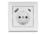 Delock toitepesa v&auml;ljundiga PD 3.0 18W 1 sektsioon 1 toitepesa 1 USB pesa 1 USB-C pesa valge