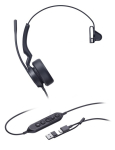 Yealink UH44 Mono USB-C/A Kaabliga K&otilde;rvaklapid Must