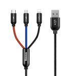 BASEUS Colorfone CAMLT-BSY01 USB kaabel 1,2 m USB A 3 x USB C Must, Punane, Sinine