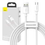 Baseus Simple Wisdom Andmekaabli Komplekt USB Micro-le 2.1A (2TK/SEST) 1.5m / valge