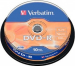 Verbatim T&uuml;hi DVD-R AZO 4.7GB 16x T&auml;iustatud kaitse / 10 tk Spindil