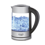 Adler Keetja AD 1247 Elektroonilise juhtimiseaga 1850 W 1.7 L Roostevaba teras/Klaas 360&deg; p&ouml;&ouml;ratav alus Roostevaba teras/L&auml;bipaistev