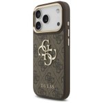 Guess 4G Big 4G Classic Logo Big Strap Metal Buttons Case iPhone 17 Pro jaoks Pruun