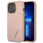 Guess GUHCP13LPSATLP Saffiano kolmnurkne logo k&otilde;va &uuml;mbris iPhone 13 Pro / 13 6,1" jaoks / roosa