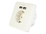 Gembird EG-ACU2A2-01 AC seinapistmik 2-portiline USB laadija 2x USB 2.4A Schuko / valge