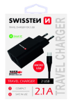 Swissten Premium reisilaadija USB 2.1A / 10.5W koos Micro USB kaabliga 1.2m