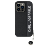 Karl Lagerfeld PU Saffiano kivikestega ehete &uuml;mbris iPhone 15 Pro jaoks / must