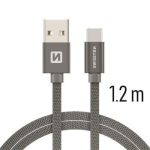 Swissten Textile Universal Quick Charge 3.1 USB-C andme- ja laadimiskaabel 1.2m
