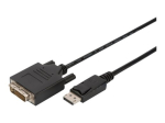 DIGITUS 24+1 Pin Digital DVI mees 20 Pin DisplayPort mees adapter 3m must