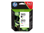 HP 303 2-komplekt must/tri-v&auml;rv originaaltint, ts&uuml;aan, magenta, kollane 200 lehte