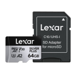Lexar High-Performance Silver Plus microSDXC 64GB m&auml;lukaart + adapter