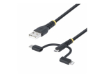 StarTech.com 3.3ft USB mitme laadimise kaabel, Lightning/Micro-USB/Type-C USB kaabli komplekt 1m must