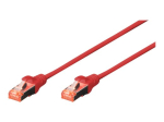 DIGITUS Professional CAT 6 varjestatud kaabel fooliumi ja vase punutisega (SFTP) 1m patch-kaabel punane RAL 3020