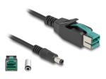 DeLOCK 8 Pin USB PlusPower (12 V) Mees - Power DC Jack Plug 5.5 mm (ID 2.1 mm) Mees Must 2m Tugevdatud USB Kaabel