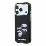 Karl Lagerfeld PU poolkatte sileda joonistega kehadega Magsafe &uuml;mbris iPhone 18 Pro jaoks / Must