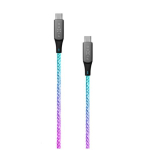 Fikseeritud Helendav Laadimiskaabel USB-C/USB-C, PD tugi, Vikerkaar FIXDLED-CC-RA