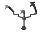 Startech Triple Monitor Desk Mount for Up to Three 27-Inch Screens, VESA 75x75/100x100, Tool-Less Arm Adjustments, C-Clamp/Grommet Mount, Spring-As