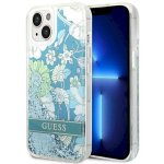 Guess GUHCP14MLFLSN Flower Liquid Glitter hardcase iPhone 14 Plus / 15 Plus 6.7" jaoks / roheline