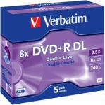 Verbatim Blank DVD+R DL 8.5GB Topeltkiht 8x AZO 5 tk Jewel