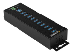StarTech.com 10 Port USB Hub koos Toiteadapteriga, &Uuml;lepinge Kaitse, Metallist T&ouml;&ouml;stuslik USB 3.0 Andmete &Uuml;lekande Hub, Din R&ouml;&ouml;p, Seinale v&otilde;i Lauale...