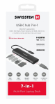 Swissten Alumiinium Multi-Portiga Laptop Dock USB-C Hub 7in1 USB-C 100W / HDMI 4K / USB-A 3.0 / 2x USB-A 2.0 / SD / MicroSD